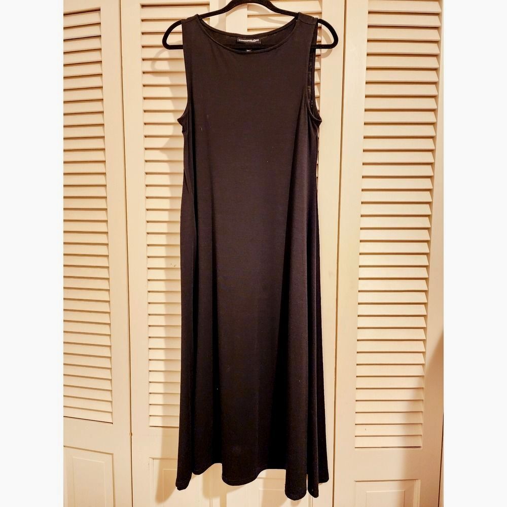 Monterey Bay Maxi Dress Womens PM Black Sleeveless A-Line Knit Stretch
